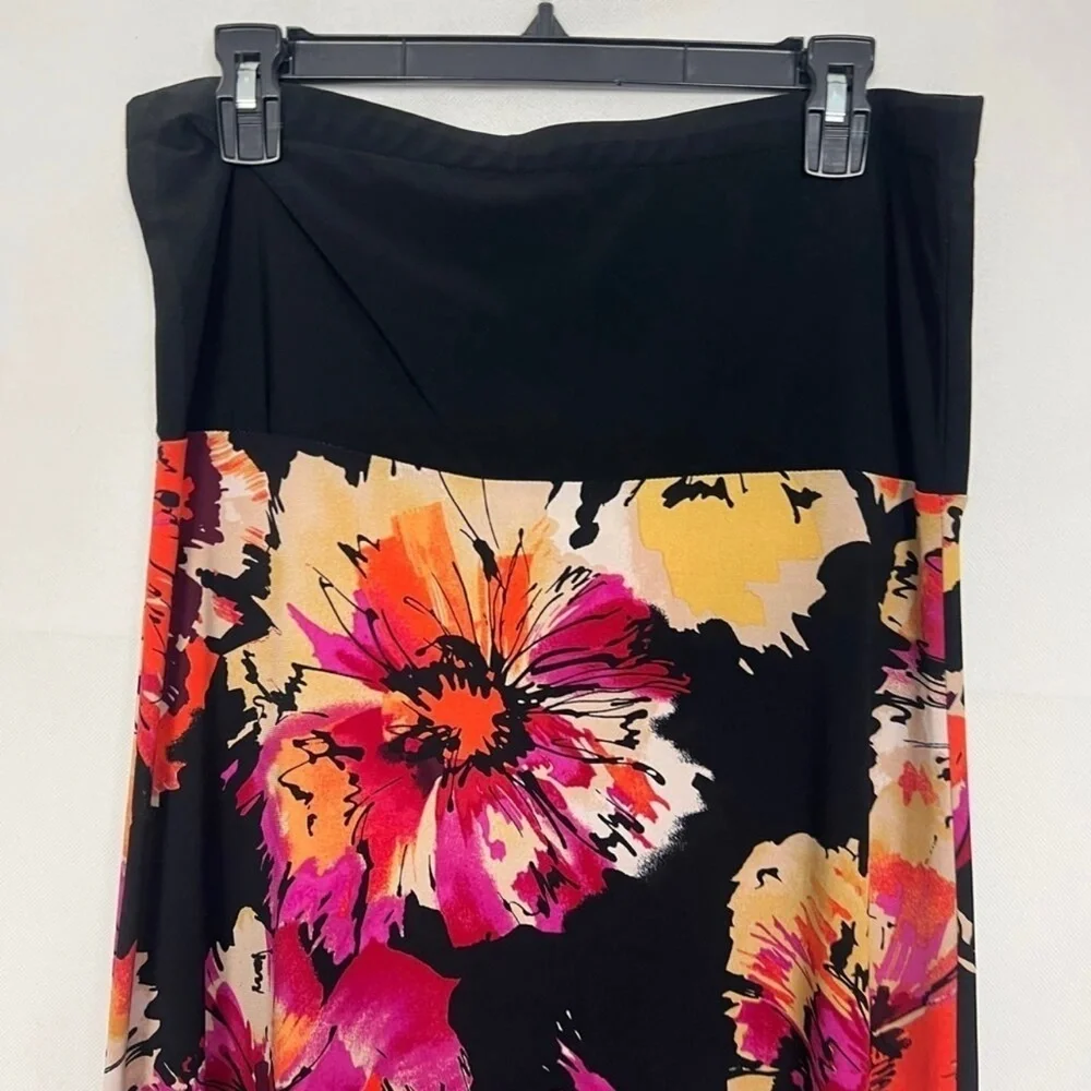 JBS Y2K Vtg Floral Stretch Maxi Skirt Womens M Beachy Coastal Festival Romantic